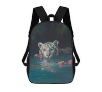 sinyumoney White Tiger in Water Children's School Backpack Fashion Casual Children's Backpacks 3D Printed School Bags Boy Large Backpack 17inch