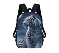 sinyumoney White Tiger Moonlit Fantasy -1 3D Printed 17inch Kids School Bag Rucksacks Children's School Fashion Casual Back Pack High Capacity Travel Book Bags