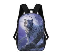 sinyumoney White Tiger Moonlit Forest -5 17inch School Bag 3D Printed Children's School Backpack Casual Fashion Travel Backpacks for Kids School Students