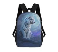 sinyumoney White Tiger Moonlit Night Backpacks 3D Printed 17inch Kids School Backpack Outdoor Casual Daypack Casual Travel Bags for Middle School Students