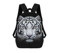 sinyumoney White Tiger Portrait 3D Printed 17inch Kids School Backpack School Bag Fashion Rucksacks for Boys Elementary And Middle School Students