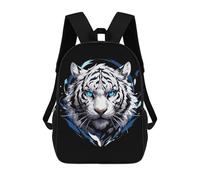 sinyumoney White Tiger Portrait with Blue Eyes Backpacks Kids School Backpack School Bag 3D Printed School Bag for Boys Elementary And Middle School Students 17inch