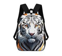 sinyumoney White Tiger Portrait with Orange Accents School Backpack School Secondary High School College Backpack Travel for Men/Women 17inch