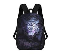 sinyumoney White Tiger Roar -1 3D Printed 17 Inch School Backpack Children's Backpacks 3D Printed Cool Knapsack for Boys Elementary And Middle
