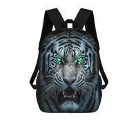 sinyumoney White Tiger Roar Kids School Backpack 17 Inch School Bag 3D Printed School Bag for Boys Elementary And Middle School Students