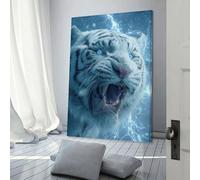 sinyumoney White Tiger Roar Nature's Power Wall Canvas Art for Bedroom Prints for Special Occasions Wall Decoration 16x24inch(40x60cm)