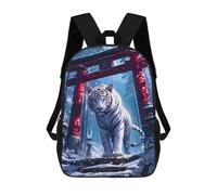 sinyumoney White Tiger Shrine Rucksacks 3D Printed Children Backpacks Fashion Casual Daypack Cute Travel Bags Outdoor Casual Daypack for Boy And Girl 17inch