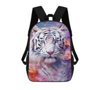 sinyumoney White Tiger with Flowers Children's Backpacks School Backpack 3D Printed for Kids Travel Rucksacks Book Bags Kids 17inch School Bag
