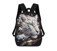 sinyumoney White Tiger with Geometric And Gold Accents Backpack School Bag Lightweight Airport College Students Back Pack for Teenage Girls Boys Women Men 17inch