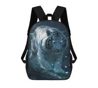sinyumoney White Tiger with Glowing Eyes Backpacks, Kids Backpack Student School Bag 3D Printed Travel Backpacks Fashion Accessory Backpack Children Waterproof School Bags 17inch