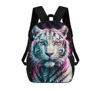sinyumoney White Tiger with Neon Splashes Kids Backpacks Children Bag,Anime Bag,Large Capacity Kids Backpack, 3D Printed Children's,Student Schoolbag,Kids Boys Girls School Bag 17inch