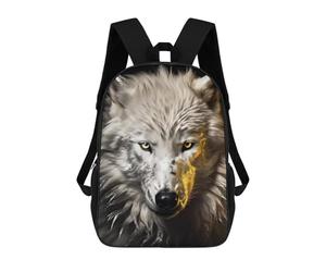 sinyumoney White Wold in Gold School Backpack Large Lightweight Casual Backpack for Boys/Girls/Teenagers 17inch