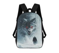 sinyumoney White Wolf Encounter 3D Printed Kids Backpacks Boys Fashion School Bag Travel Backpacks School Bags for Boys Elementary School Students 17inch