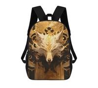 sinyumoney White Wolf Head Art Deco Children's 17 Inch School Backpack 3D Printed Anime Movies for Kids Travel Rucksacks Book Bags Kids School Bag