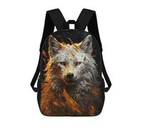 sinyumoney White Wolf in Gold School Backpack 3D Printed School Bags Boys Girls Laptop Backpack for Kids/Students/Adults 17inch