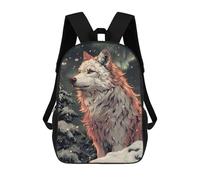 sinyumoney White Wolf in Snowy Forest Backpack School Lightweight Schoolbag Dayback Bookbag College for Men/Women 17inch