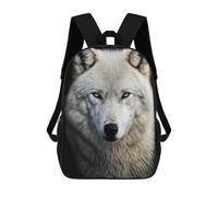 sinyumoney White Wolf Portrait -1 Backpacks 3D Printed Kids School Backpack School Bag Fashion Rucksacks for Boys Elementary And Middle School Students 17inch