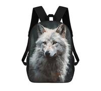 sinyumoney White Wolf Portrait Children's Backpack, 3D Printed School Backpack, Backpack for Boys Girls, Adjustable School Bag for Primary School 17inch