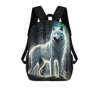 sinyumoney White Wolf School Backpack Large Lightweight Casual Backpack for Girls Boys Teenage 17inch