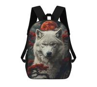sinyumoney White Wolf Under Blood Moon Backpack School Daypacks Business Backpack Water Resistant Bookbag for Men, Women & Teenage Boys 17inch