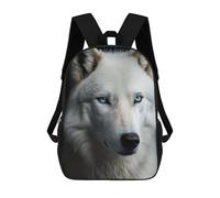 sinyumoney White Wolf with Blue Eyes Backpacks, Kids Backpack Student School Bag 3D Printed Travel Backpacks Fashion Accessory Backpack Children Waterproof School Bags 17inch