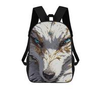 sinyumoney White Wolf with Golden Accents Backpack School Bag School Secondary High School College Backpack Travel for Girls Boys Teenage 17inch