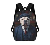 sinyumoney White XL Bully Dog Wearing A Suit in The Pub 3D Printed School Backpack Casual Children's Backpacks 3D Printed School Bag for Boys Elementary And Middle 17inch