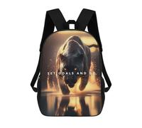 sinyumoney Wild Ambition Motivation Children's Backpack, 3D Printed School Backpack, Backpack for Boys Girls, Adjustable School Bag for Primary School 17inch