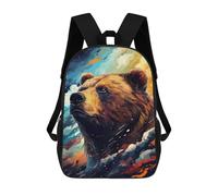 sinyumoney Wild Bear Art Print Children's Backpacks 17inch School Backpack 3D Printed Bag Bookbag for Kids Travel Rucksacks Boy Girl Book Bags Kids School Bag