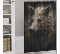 sinyumoney Wild Boar Darling Shower Curtain Waterproof Mould with Hooks Waterproof Fabric Bathroom Decor Curtains for Bathroom with Hooks 56.30x70.87Inch（143x180cm）