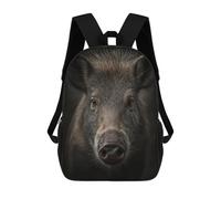 sinyumoney Wild Boar Portrait Backpacks Kids School Backpack School Bag 3D Printed Fashion School Bags for Boys Elementary And Middle School Students 17inch