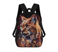 sinyumoney Wild Cat Portrait Rucksack Lightweight Casual Daypack School Backpacks for School/Work/Travel 17inch