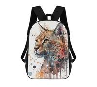sinyumoney Wild Cat Watercolor Backpacks 3D Printed Kids School Backpack Outdoor Casual Daypack Fashion Casual Children Backpacks Cute Travel Bags 17inch