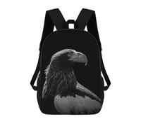 sinyumoney Wild Eagle Face Poster 3D Printed Children's 17 Inch Backpacks 3D Printed Casual School Bag for Boys Elementary And Middle