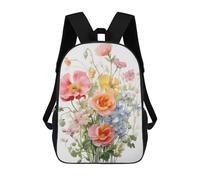 sinyumoney Wild Flower Pink Blue Red Backpack School Bag Water Resistant School Bag Business Backpack - Perfect for Travel, Work And Daily Use 17inch