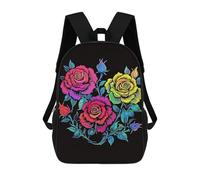 sinyumoney Wild Flowers School Bags High Secondary School Bags Casual Backpack for Camping Outdoor Adventures And Daily Travel 17inch