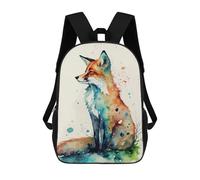 sinyumoney Wild Fox Watercolor Art Backpack School Travel College Rucksack Backpacks for Men, Women & Teenage Boys 17inch
