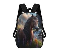 sinyumoney Wild Horse in Mountain Paradise Rucksacks 3D Printed Children Backpacks Fashion Casual Daypack Cute Travel Bags Outdoor Casual Daypack for Boy And Girl 17inch