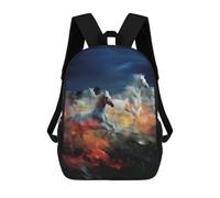 sinyumoney Wild Horses Galloping Through Flames 3D Printed Children's School Backpack for Kids Travel Rucksacks Book Bags Kids School Bag 17inch