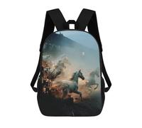 sinyumoney Wild Horses in Motion Backpack Cartoon Plush Bag, 3D Backpack for Kids School Bag Birthday Gift Idea for Boys And Girls 17inch