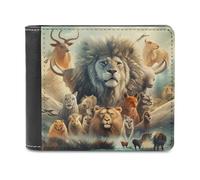 sinyumoney Wild Kingdom Gathering -1 3D Print Clutch Purse Card Slots Coin RFID Blocking Stylish Banknote Compartments Leather Wallet 11.7cm*9.5cm