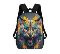 sinyumoney Wild Lynx Colorful Artwork Backpacks 3D Printed Kids School Backpack School Bag Fashion Rucksacks for Boys Elementary And Middle School Students 17inch