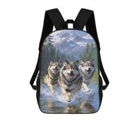 sinyumoney Wild Pack Running Through Water Print Children's Backpack School Bag for Adult And Kids Travel Daypack 17inch