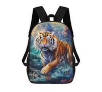 sinyumoney Wild Tiger in Mountainous Landscape 3D Printed School Bag Children's School Backpack Schoolbags Travel Backpacks Casual Fashion Bag for Kids School Students 17inch