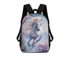 sinyumoney Wild White Horse in Winter School Backpack Water Resistant Computer Rucksack- Perfect for Travel, Work And Daily Use 17inch