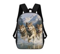 sinyumoney Wild Wolf Pack Running Backpack School Bag Business Durable Laptop Bag for Campus Outdoor Travel Sports 17inch
