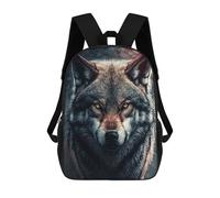 sinyumoney Wild Wolf Portrait 3D Printed Children's School Backpack for Kids Travel Rucksacks Book Bags Kids School Bag 17inch