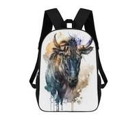 sinyumoney Wildebeest in Watercolor School Backpack Large Water Resistant Laptop Backpack for Boys/Girls/Teenagers 17inch