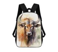 sinyumoney Wildebeest Watercolor Backpack School Business Durable Laptop Bag for Camping Outdoor Adventures And Daily Travel 17inch