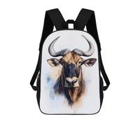 sinyumoney Wildebeest Watercolor Portrait School Bags Computer Rucksack for School/Work/Travel for Girls Boys Teenage 17inch